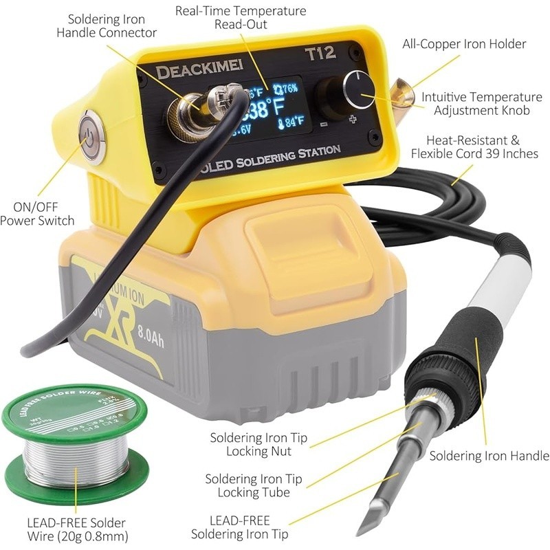 Portable Soldering Station 20V Compatible Adjustable Temp Fast Heating 80W New