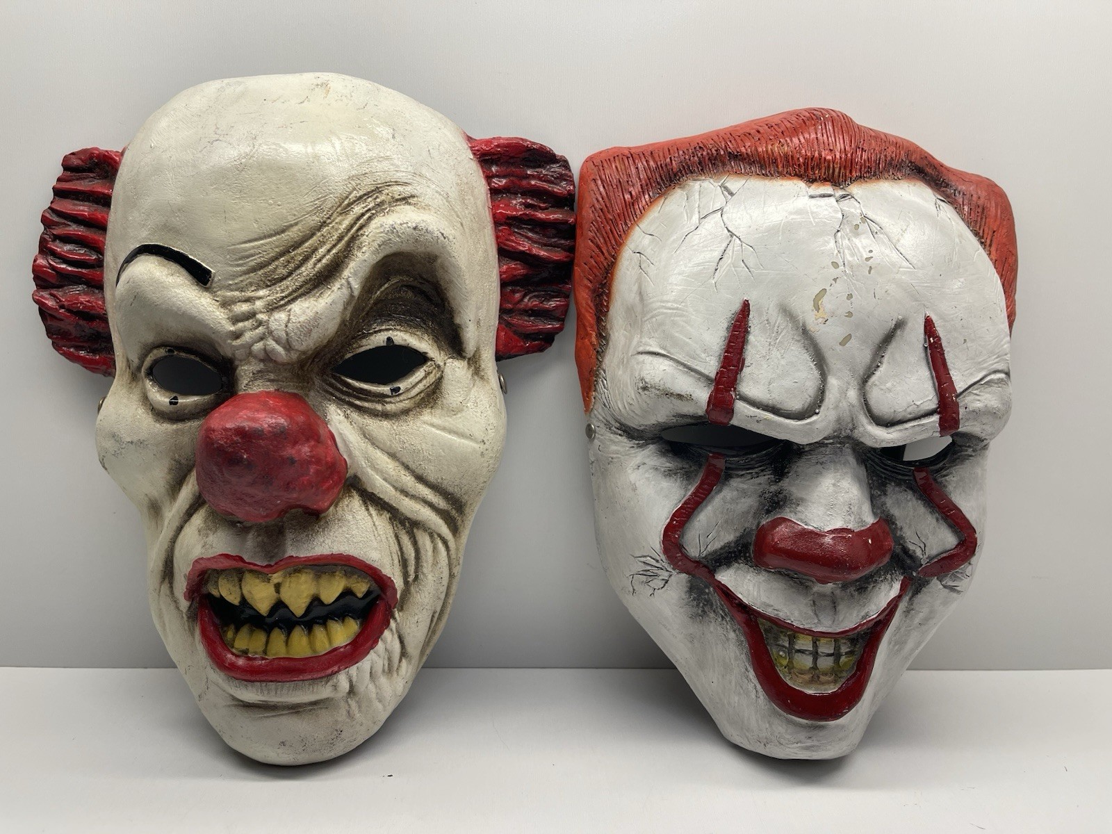 Lot Of (2) Pennywise IT Fiber Glass Mask Custom Wearable Collectors Decoration