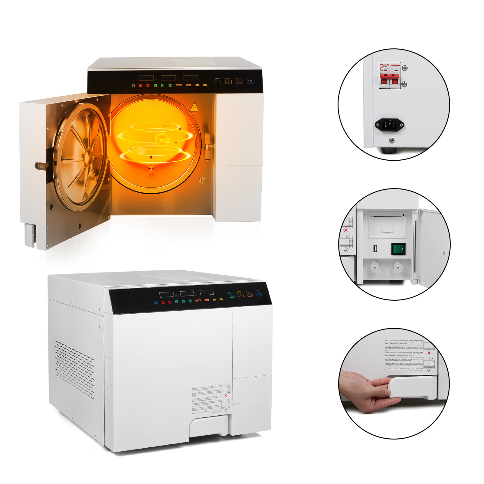 18L Class B Fully Automatic Autoclave 3 Times Vacuum Steam Sterilizer Printer US