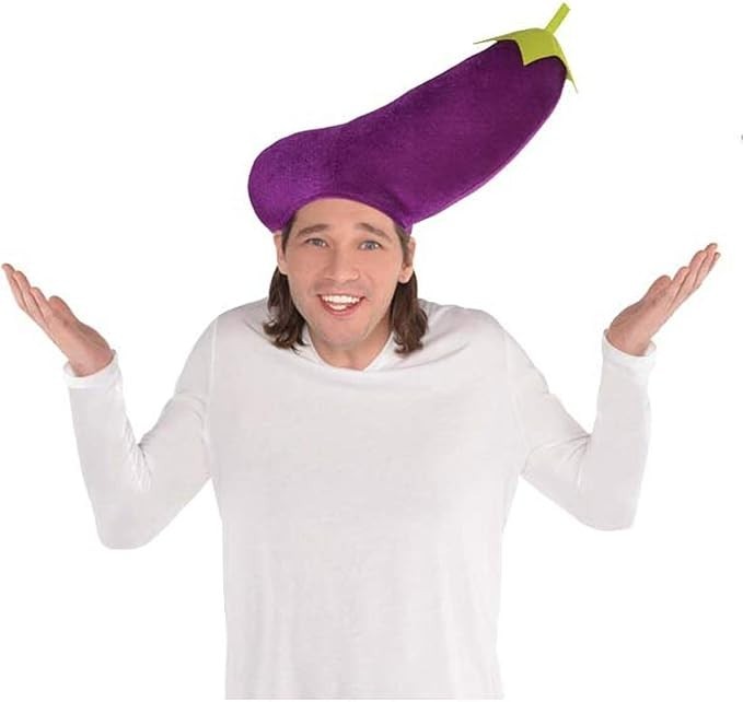 Eggplant Hat Party Costume - One Size, Purple/Green - 1 Pc