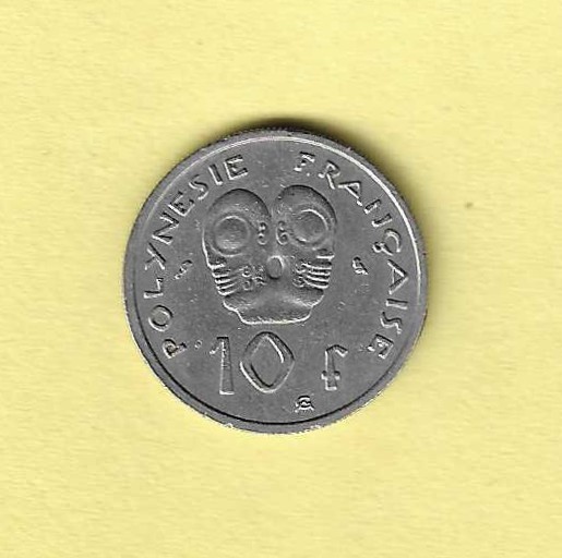 1967 French Polynesia 10 Francs AU-50