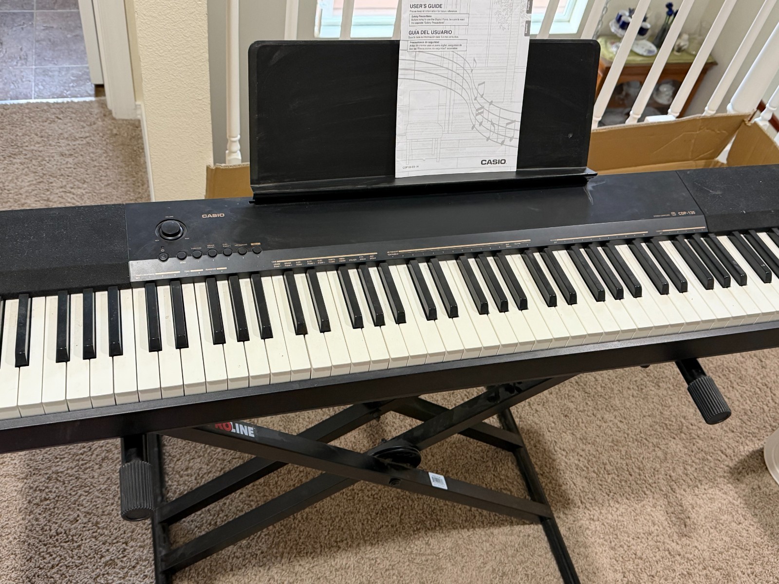 Casio CDP-130 Digital Piano, Built In Speakers, Foot pedal. Proline Stand Seat