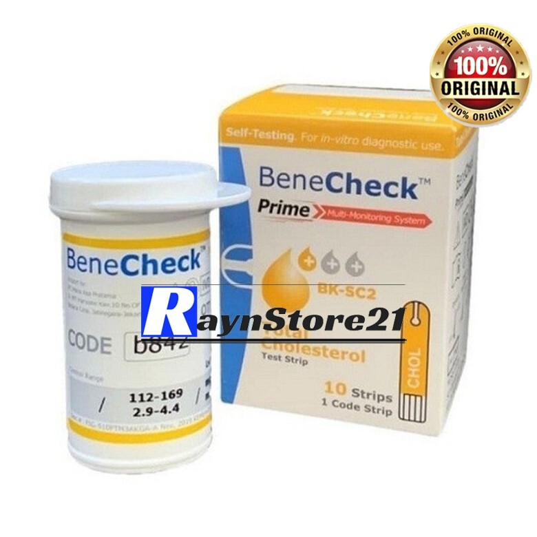 Original BENECHECK Prime Cholesterol 1 Box @ 10 Strips Test Strips