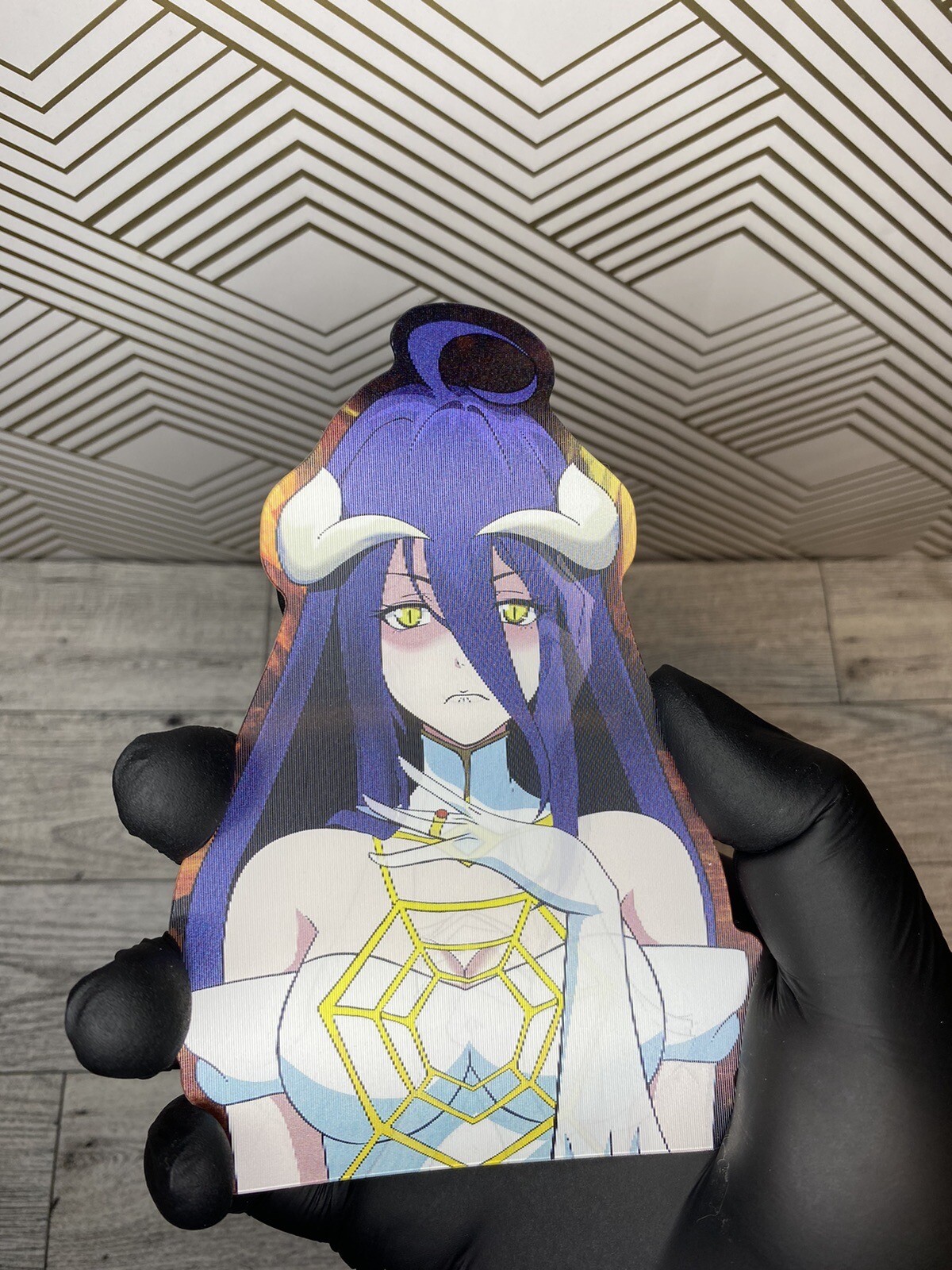 Overlord Gyaru Albedo Waifu 3D Lenticular Motion Moving Car Sticker Decal Laptop