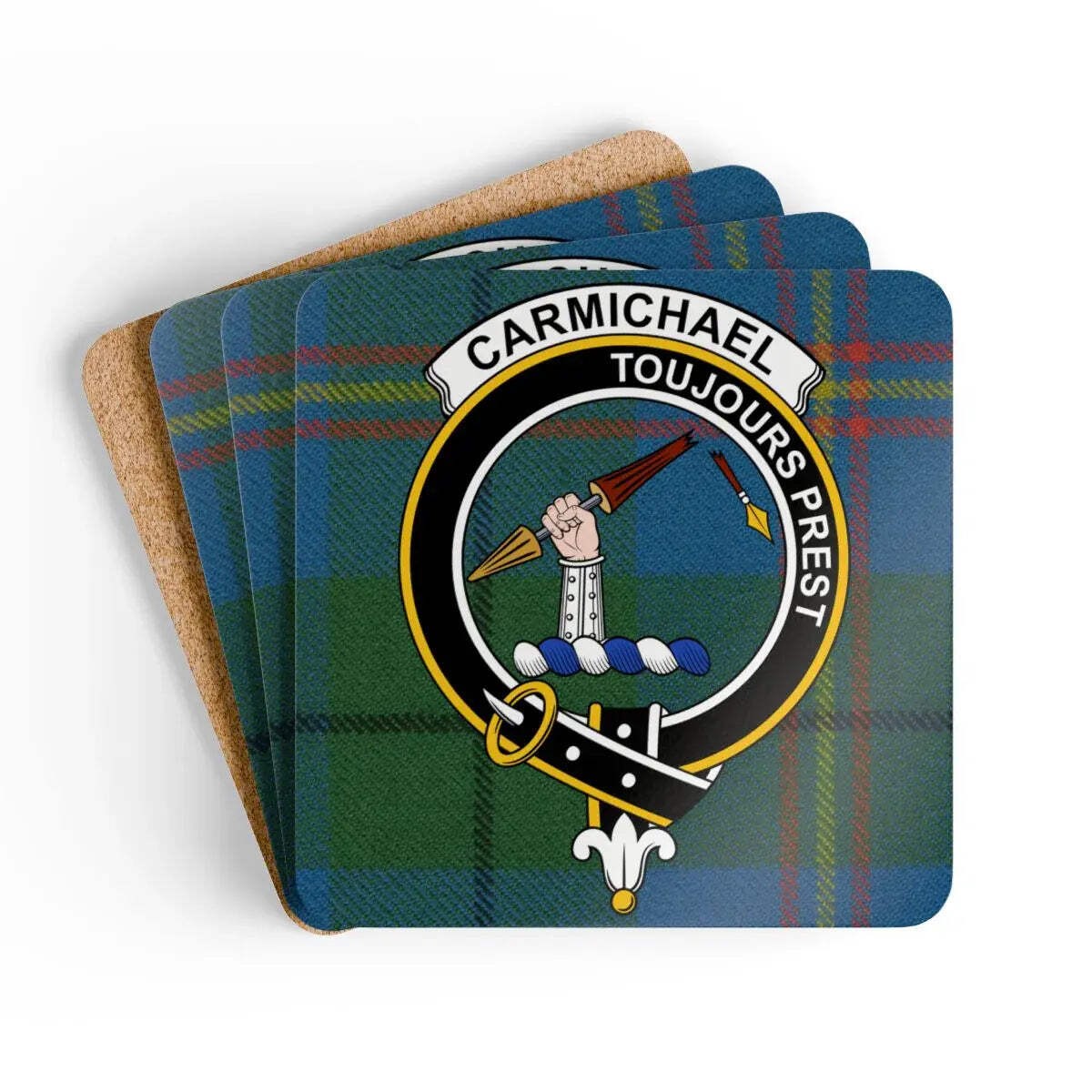 Clan Carmichael Crest Tartan Coaster Set – Scottish