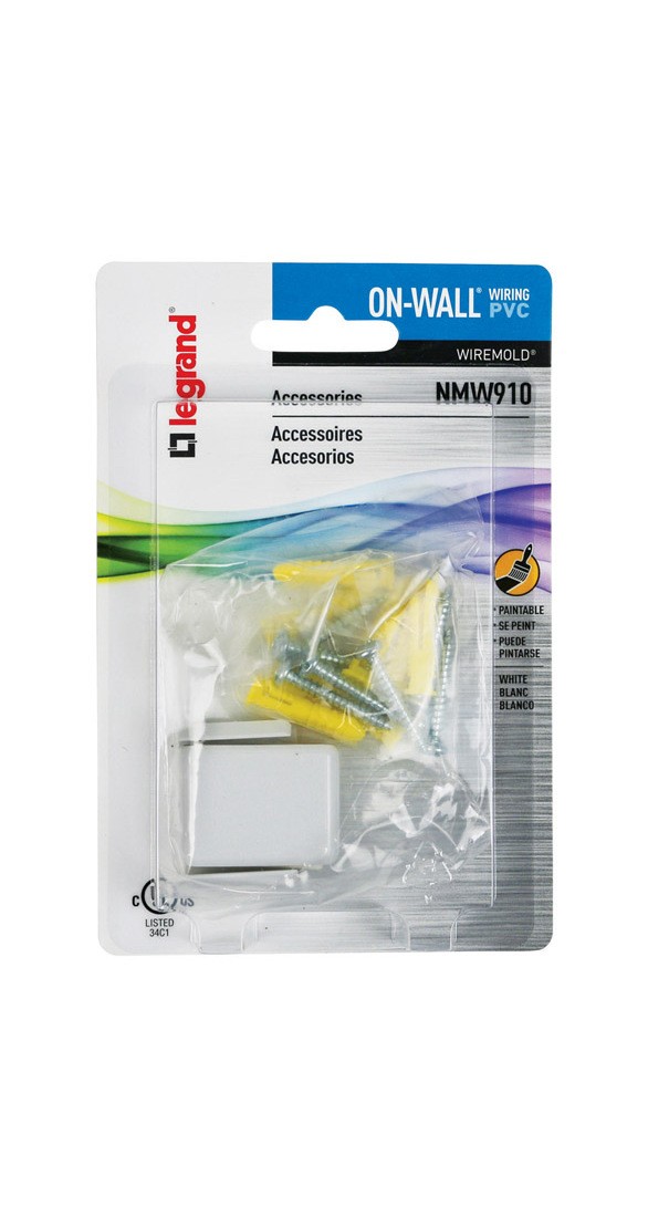 Raceway Accessory Pack, Metallic, Plastic, White, For: NM1 Wire Channels