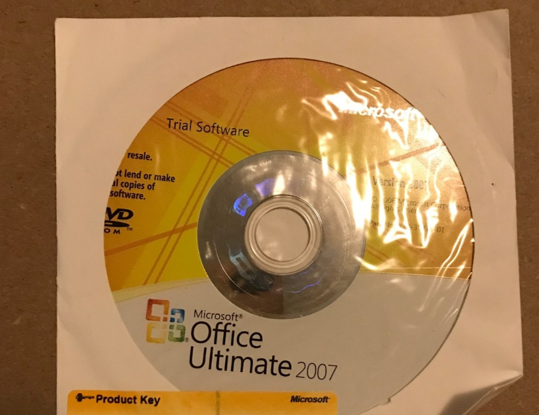 Microsoft Office Ultimate 2007 Full Version PC DVD Genuine Product Key Code COA