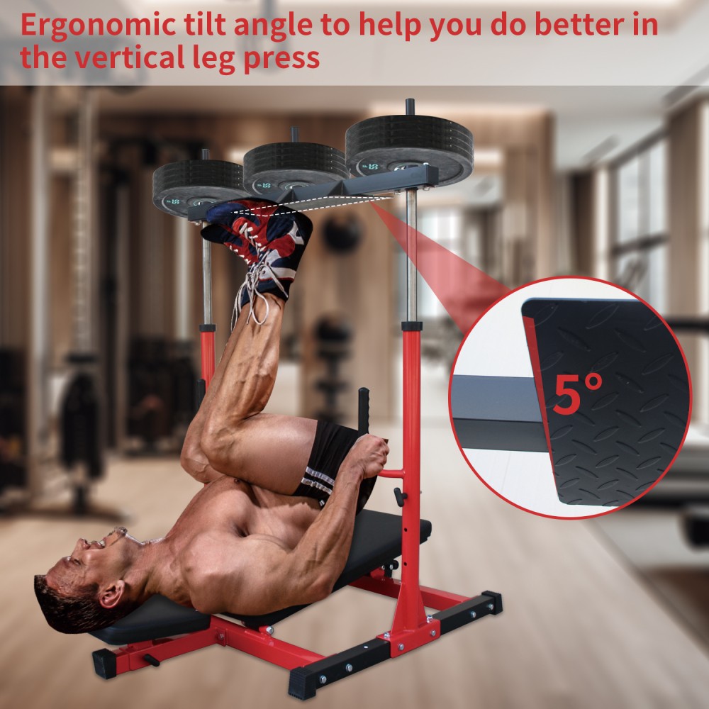 Vertical Leg Press Machine, Adjustable Positions, 2" Olympic Compatible