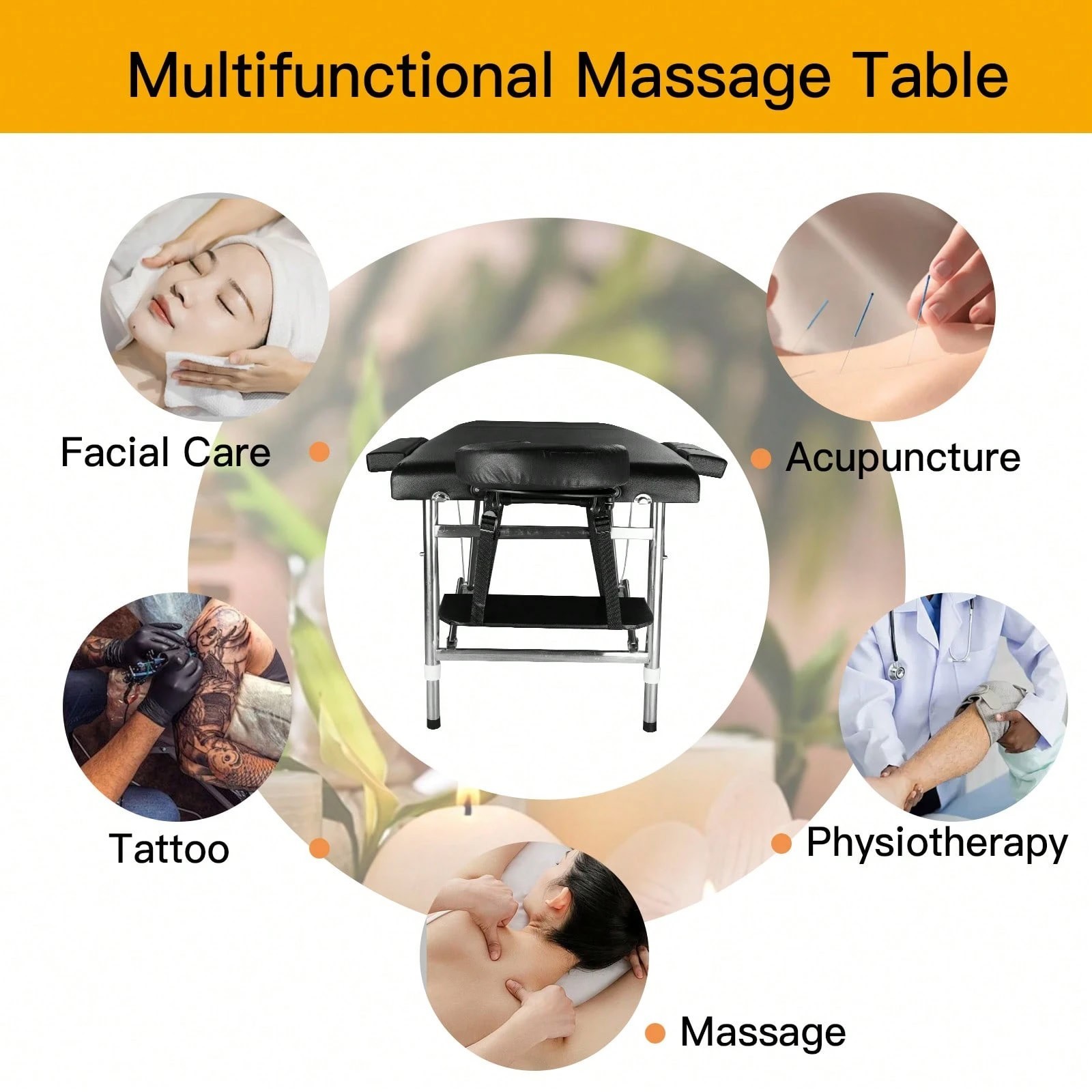 Portable Massage Table Adjustable Aluminum Folding Lash Bed Spa Chair