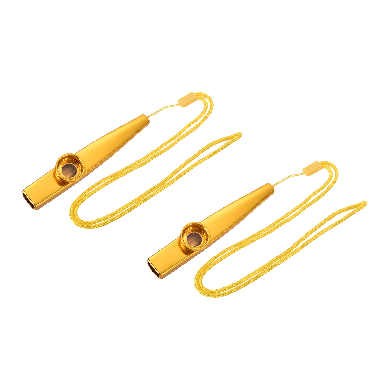 Kazoo Musical Instrument Aluminum Alloy Gold with Flute Diaphragm Lanyards 2 Set