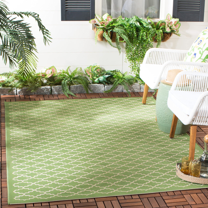 Safavieh Washable Rug Outdoor Courtyard Collection - 4 X 57 Green Beige