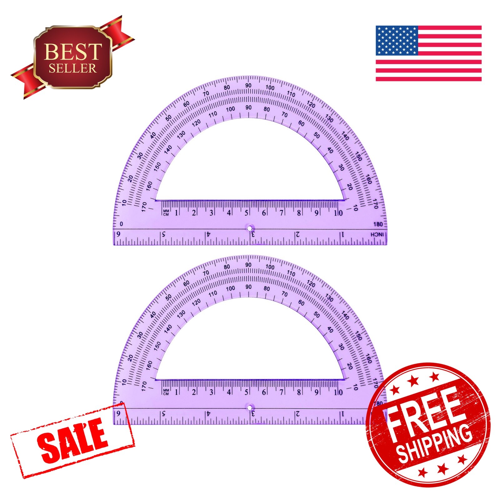 Zonon Protractor 6 Inch Purple