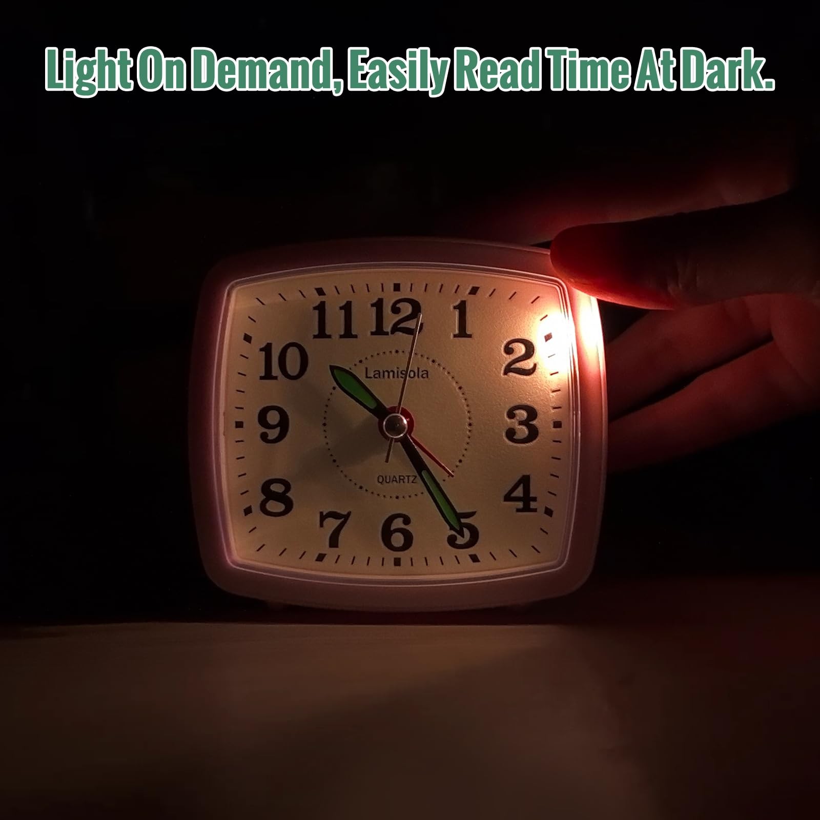 Lamisola Battery Analog Travel Alarm Clock, Small Clock for Small, Mint