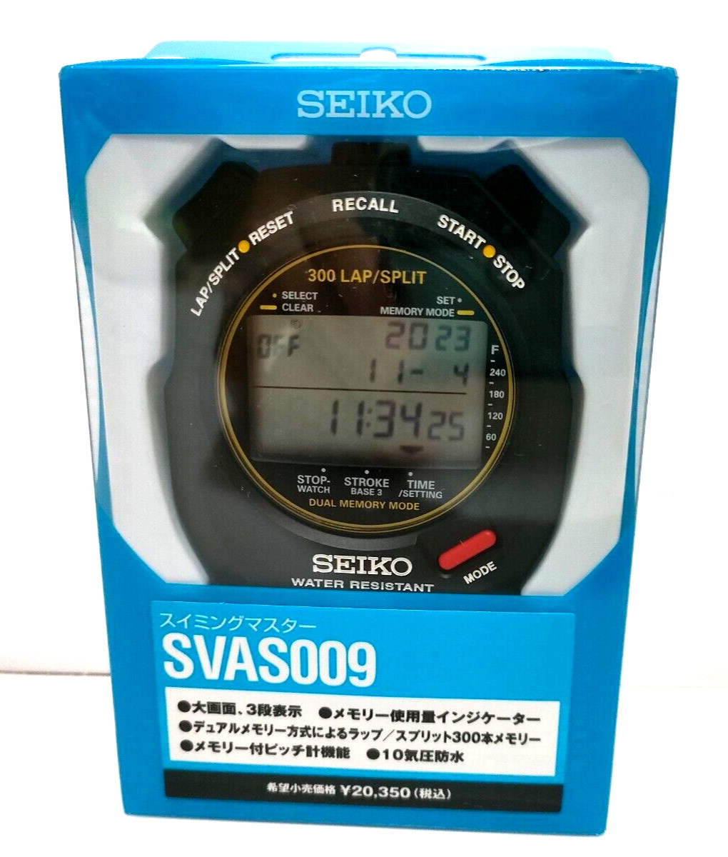 SEIKO Stopwatch SVAS009 Swimming Master Sports 300 Lap Split Memory quartz Black