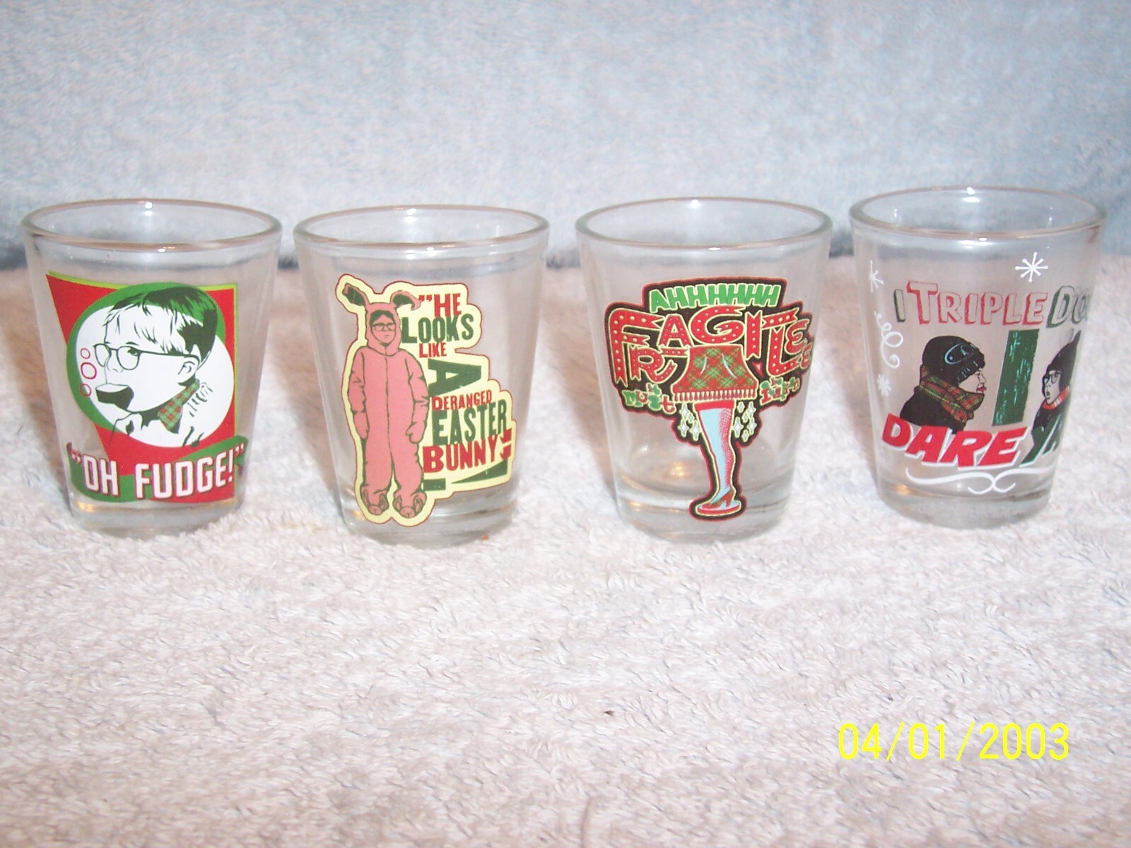 A Christmas Story Movie Quotes Set Of 4 Shot Glasses New In Box