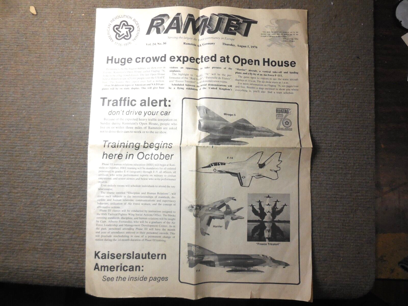 Vintage 1976 USAF Ramstein AFB Germany Newspaper RAMJET AS IS