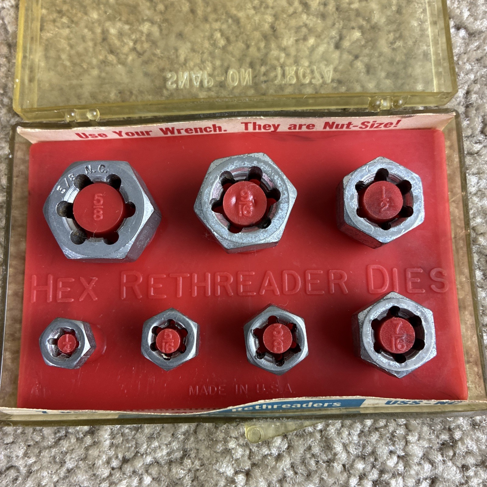 Snap-On TRC7A Rethreader Dies 7Pcs. Original Case Good Condition