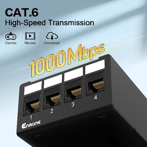 4 Port CAT6 Keystone Patch Panel UTP Network Panel Home Office 1U 4Port EC