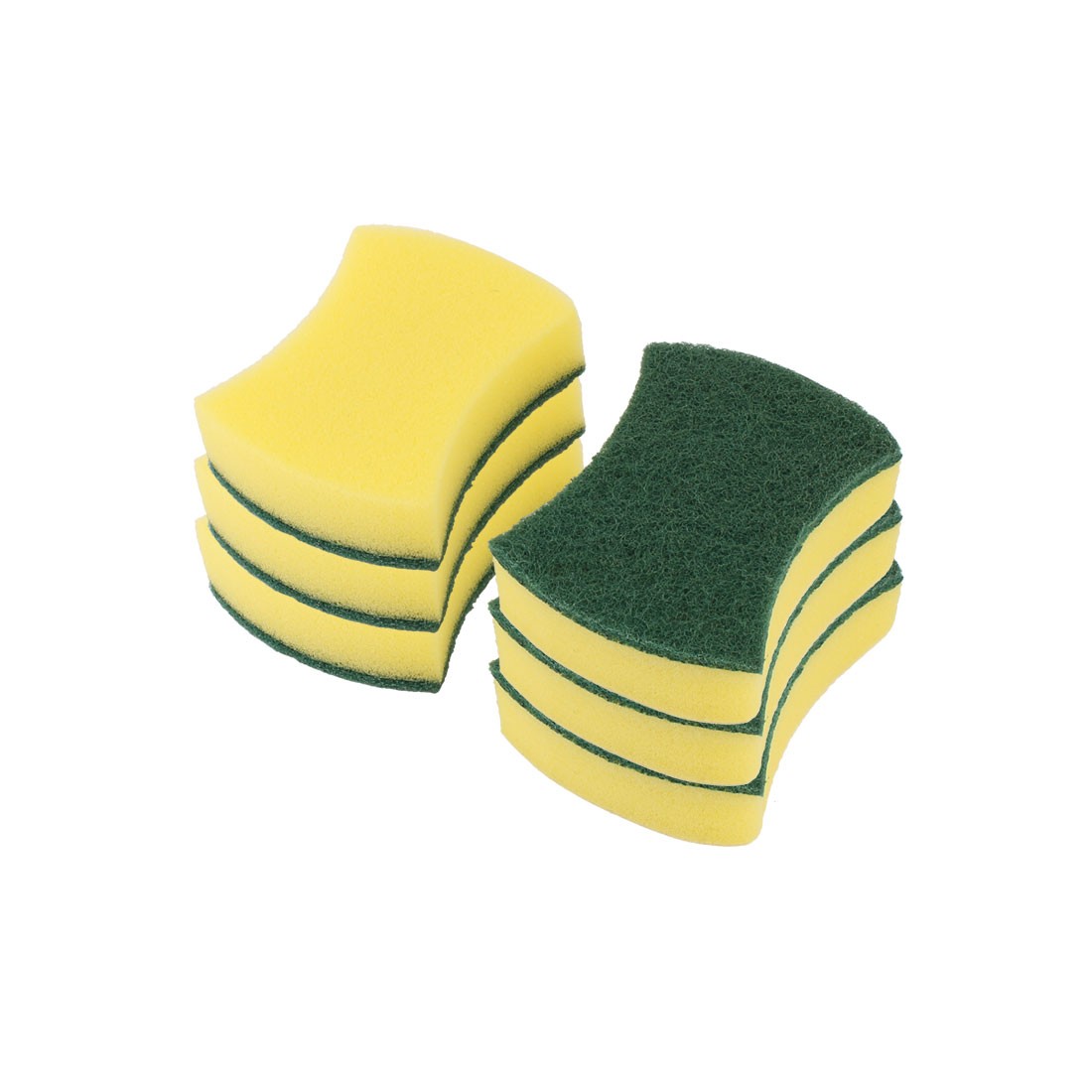 Home Scouring Pads Bowl Dish Cleaner Cleaning Pad Green Yellow 6 Pcs