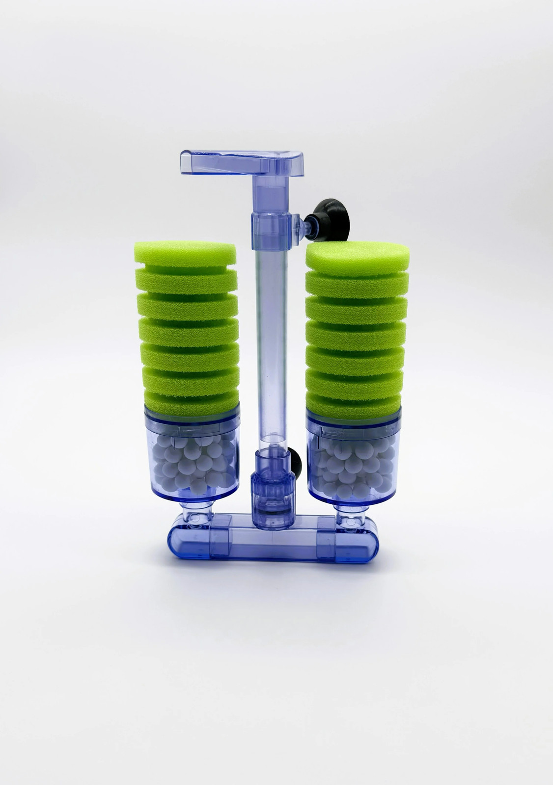 Double Sponge Bio Filter for Aquarium with Ceramic Media Balls Air Powered