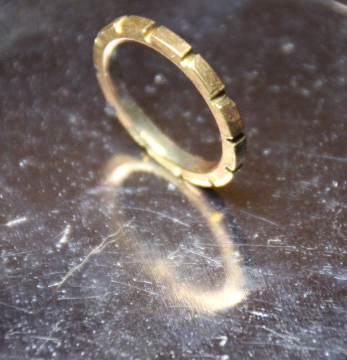 Brass Ring Solid Hand Carved Gold band Size 5.75 Unisex Golden Promise Rings