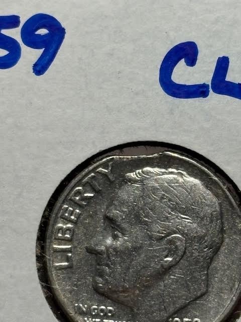 1955 & 1959 Roosevelt Dime - SILVER -CLIPPED - ERROR!