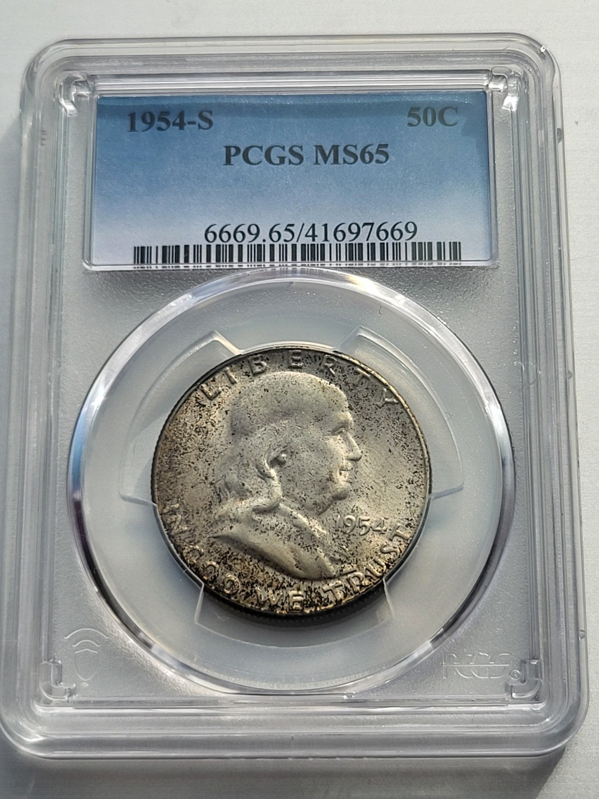 1954-S Franklin Half Dollar San Francisco Mint PCGS MS65-90% Silver-GEM BU