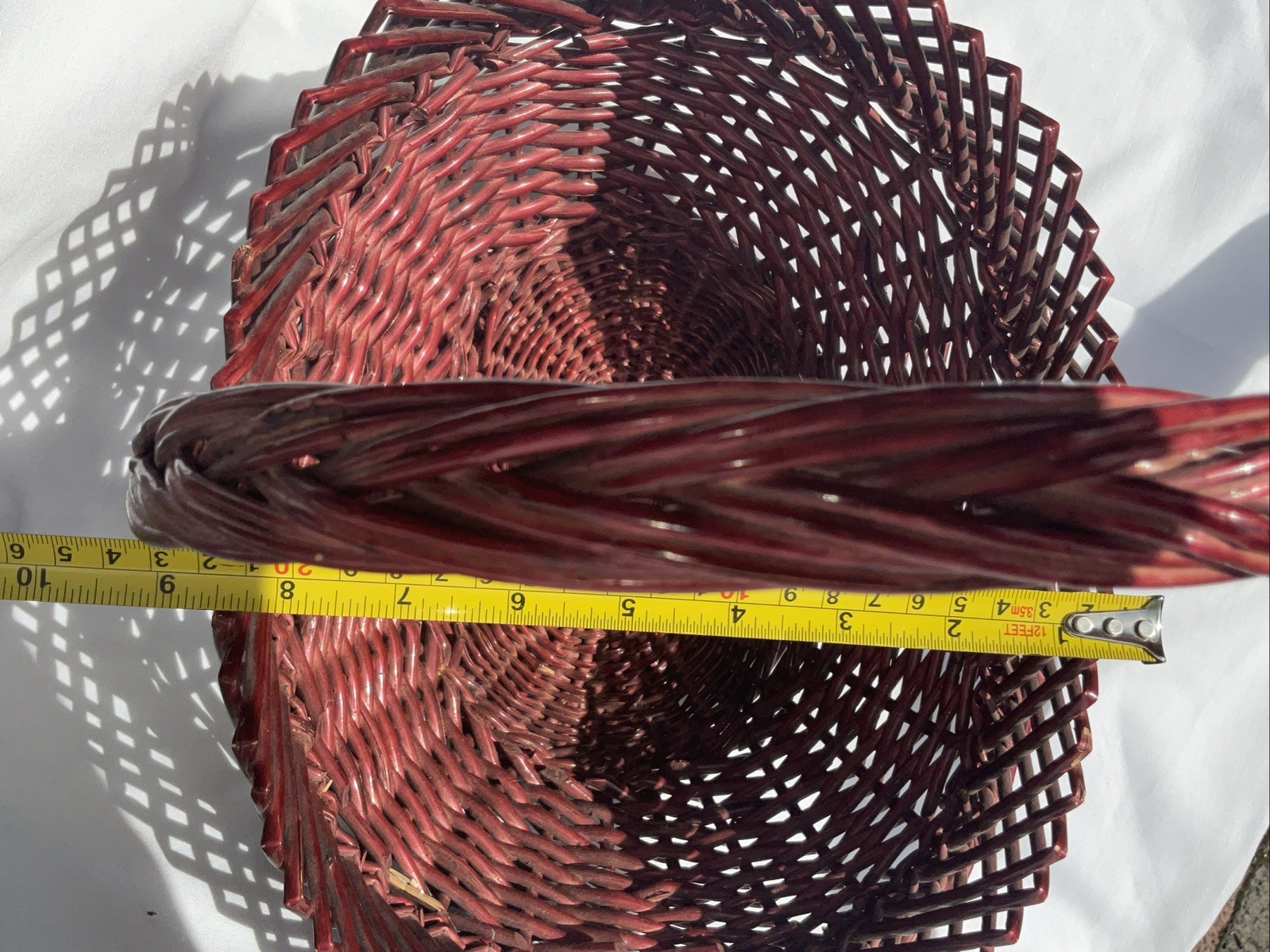 Decorative Basket Red Maroon Handle 12” Tall Unique