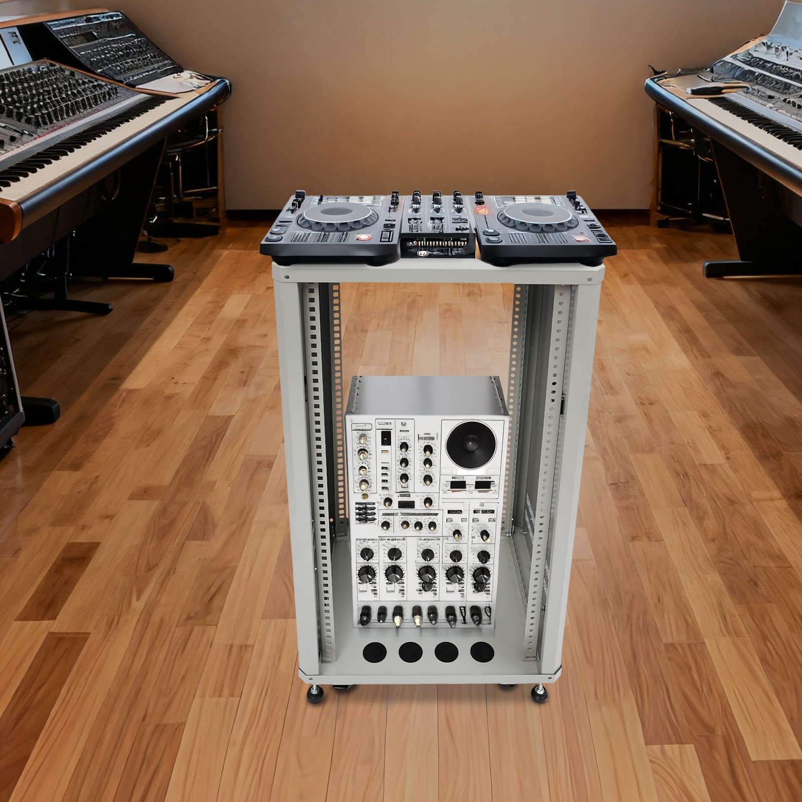 Rolling DJ Mixer Stand 22U Stereo & Server Rack with Wheels, Open Frame Rack NEW