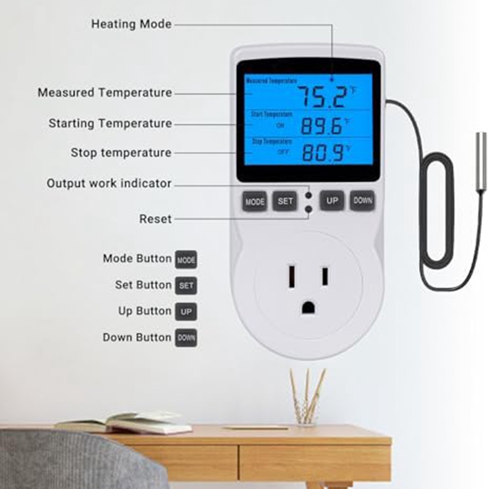 Plug-in Thermostat Temperature Controller Socket Heating Cooling Control3328