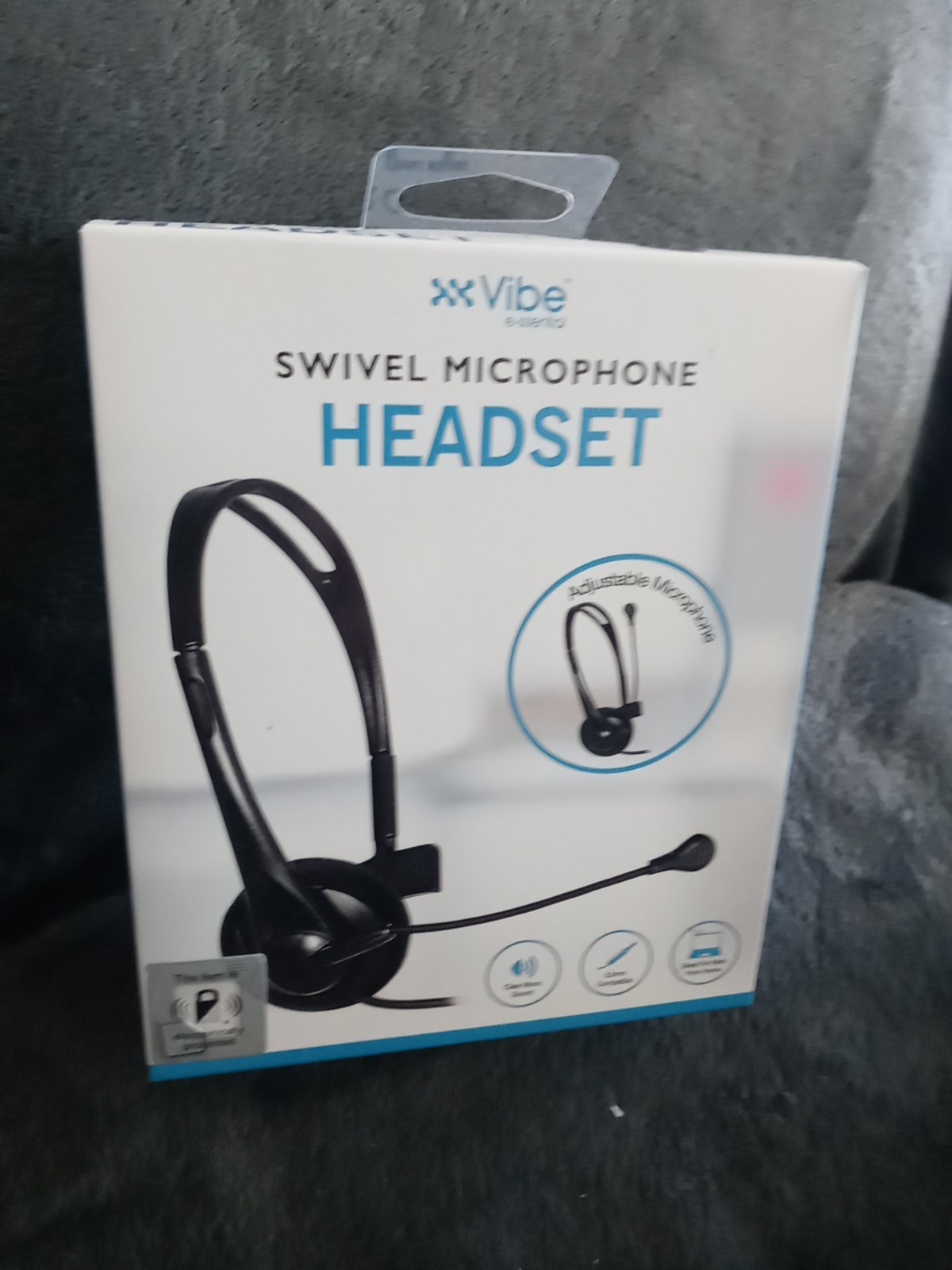 Swivel Microphone Headset With Adjustable Microphone Black New  Box Work Gaming
