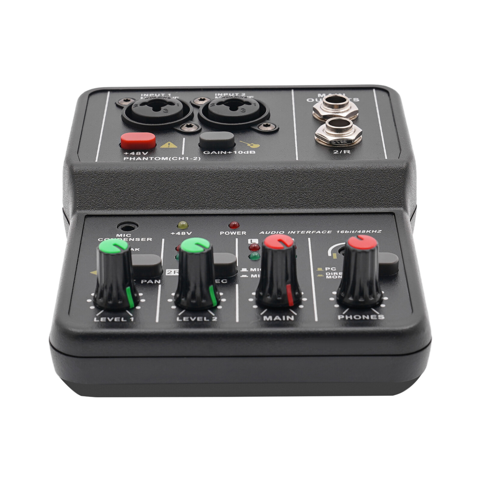 2 Channel Mixing Console Live Studio Audio DJ Mixer Sound Board USB Interface