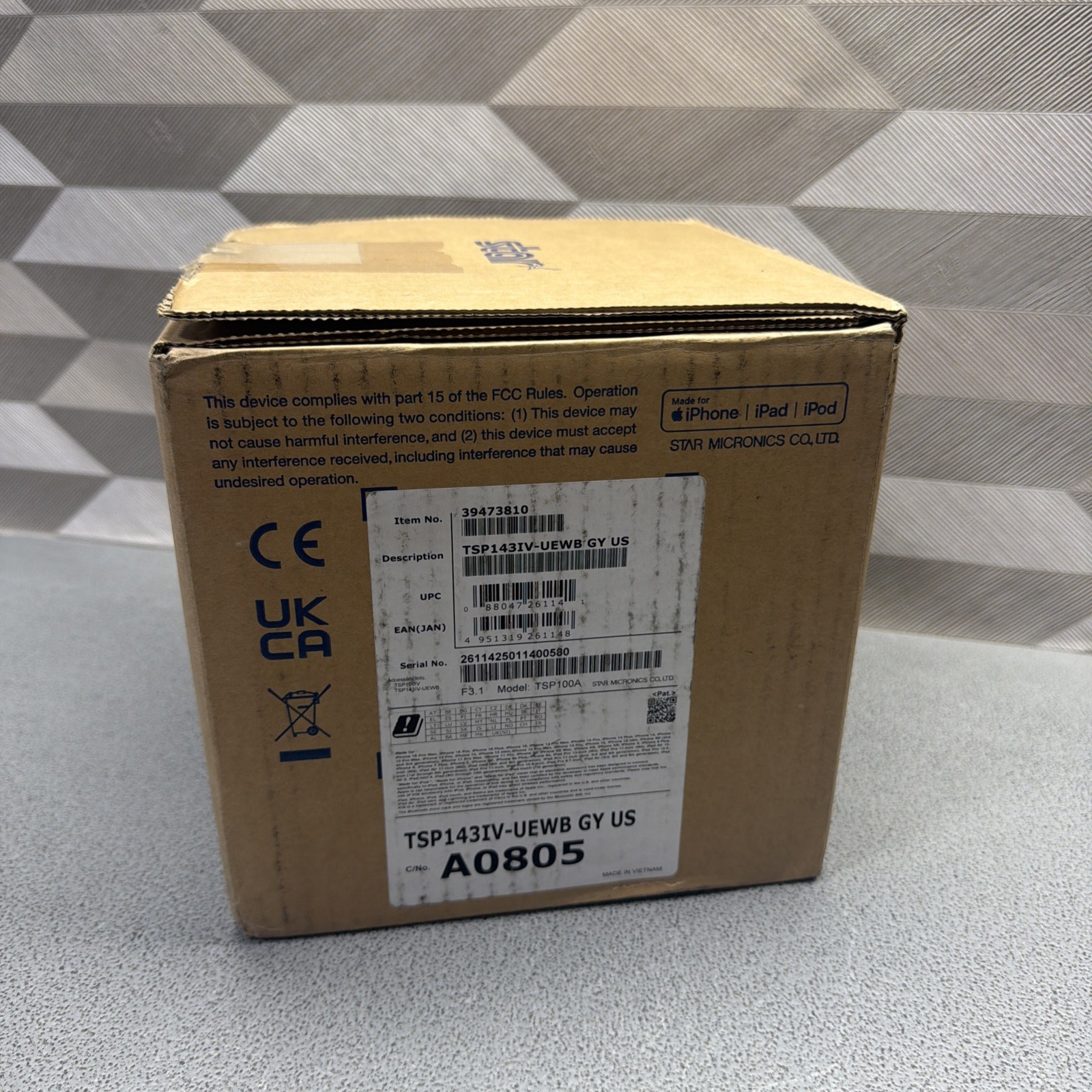 Star Micronics  TSP100 TSP143IV-UEWB Thermal Receipt Printer (39473810) | Black