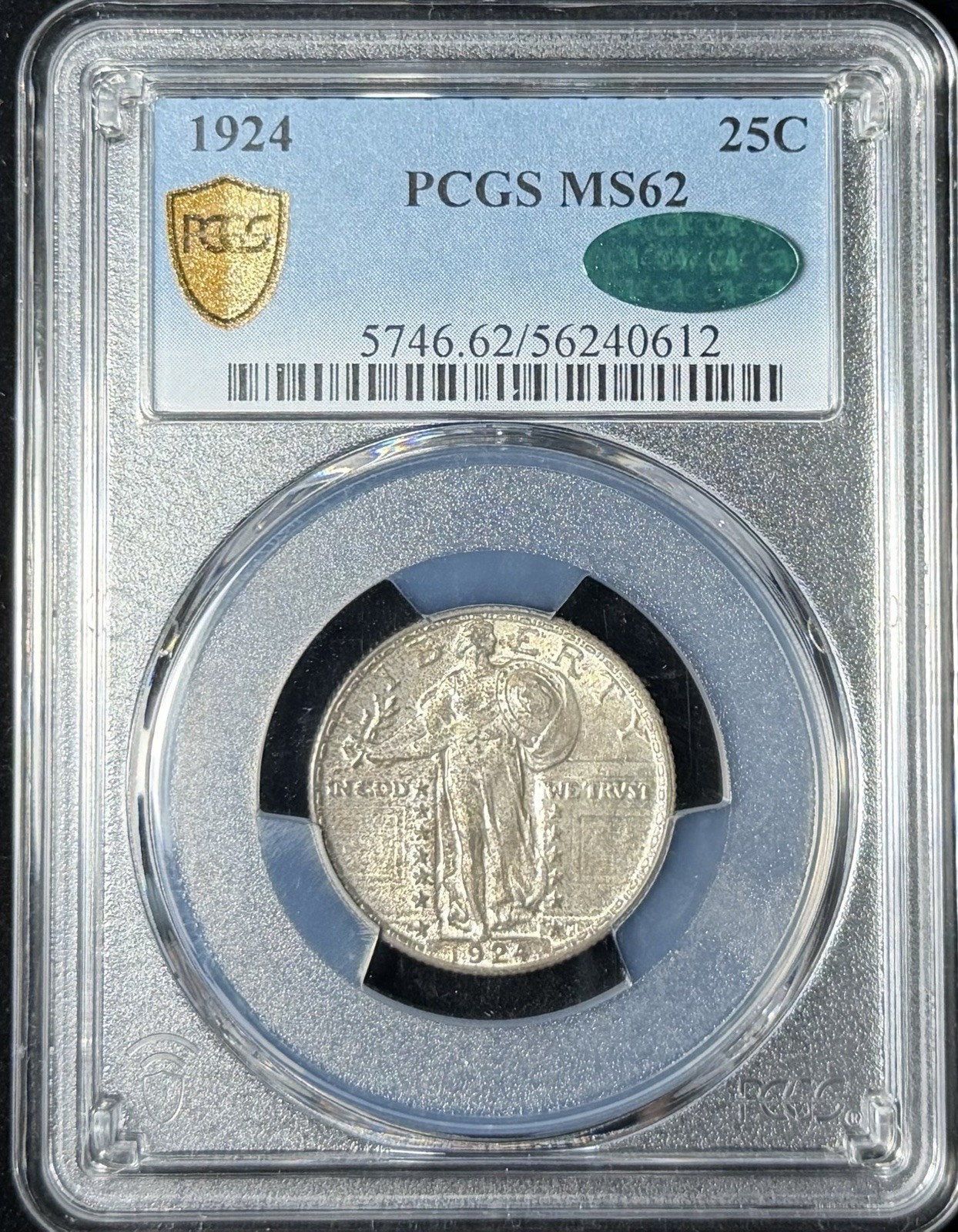 1924 Standing Liberty Quarter 25c PCGS MS62 Toned Super Original CAC