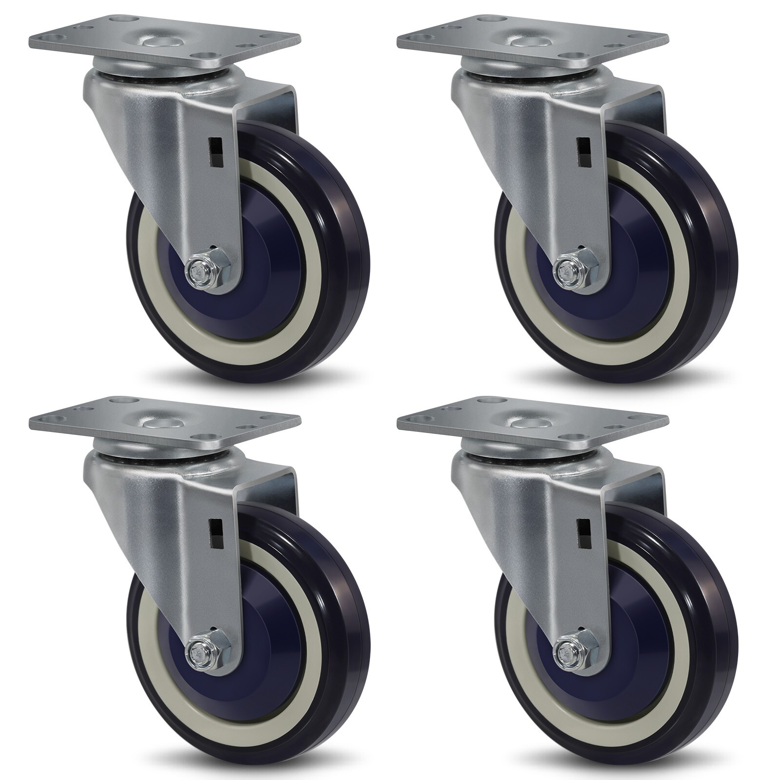 4" X 1.25"Heavy Duty Casters，Polyurethane Casters， Load Capacity 1200 lbs