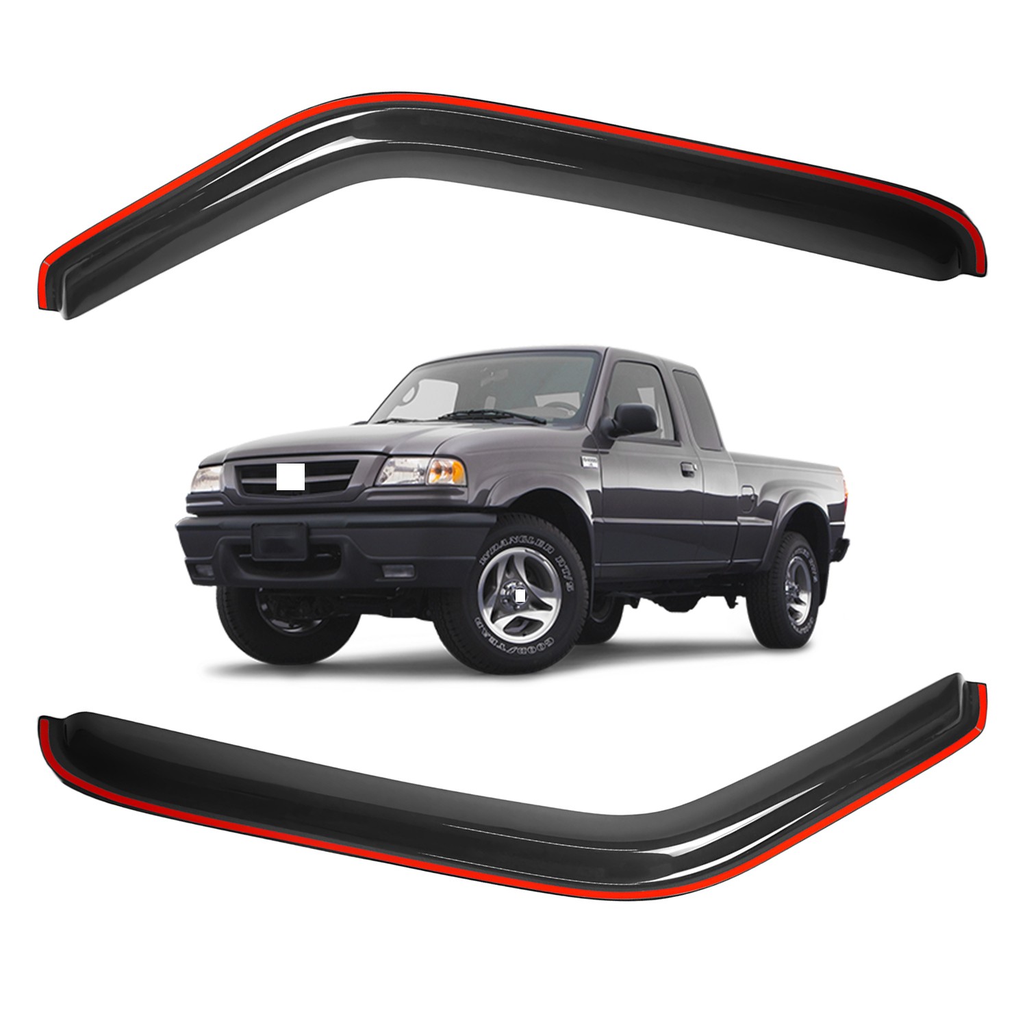 2pcs Window Visors Vent Rain Guard For 1993-2011 Ford Ranger Standard Cab Pickup