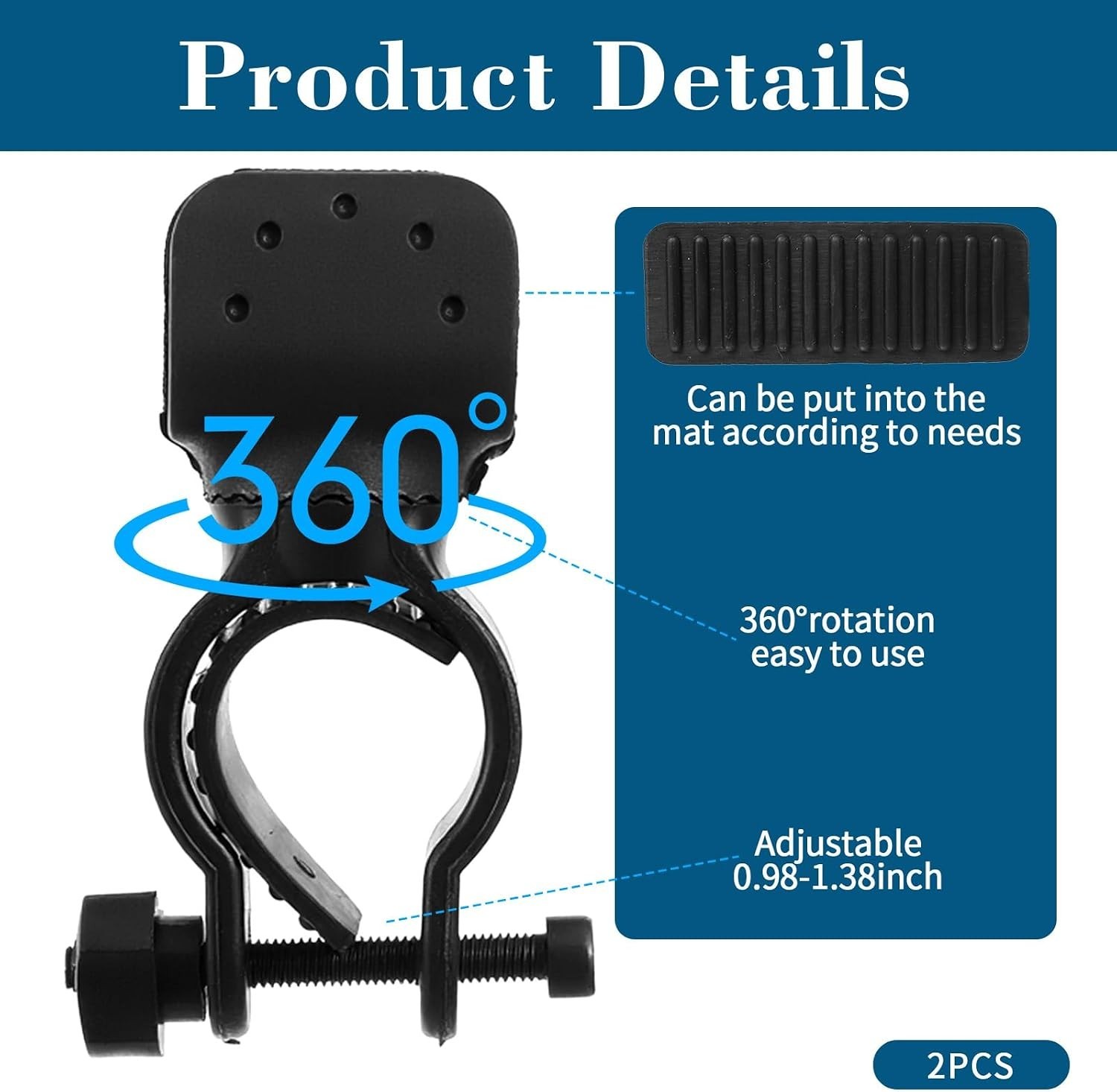 2 Pack Black Durable Walking Stick Holders, Cane Holder, Wheelchair