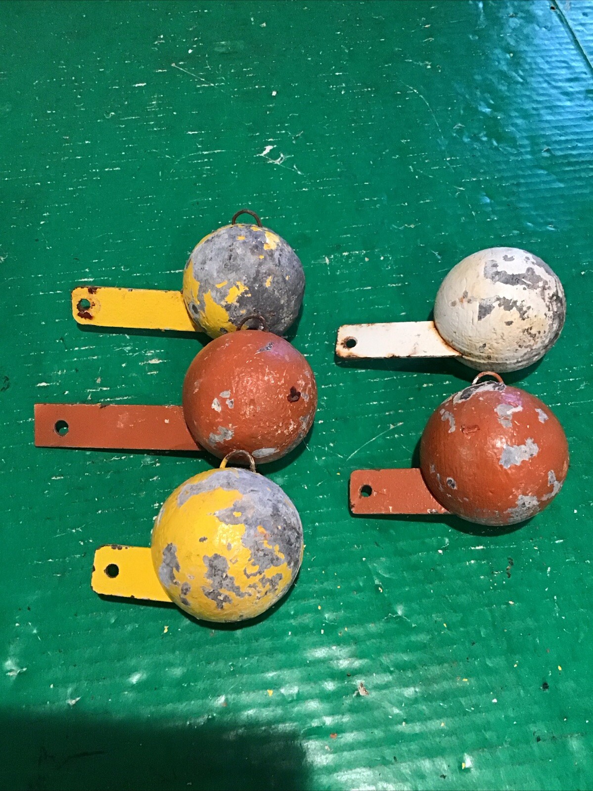 Lot of 5 Lead Downrigger Fishing Weights Finned Cannon Ball 5.5lb  Deep Trolling