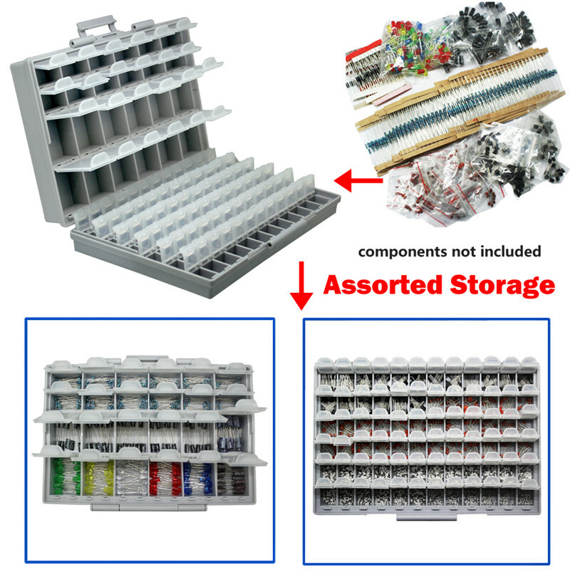 BOX-ALL-96 tiny components Beads screws Organizer Storage individual lids USA