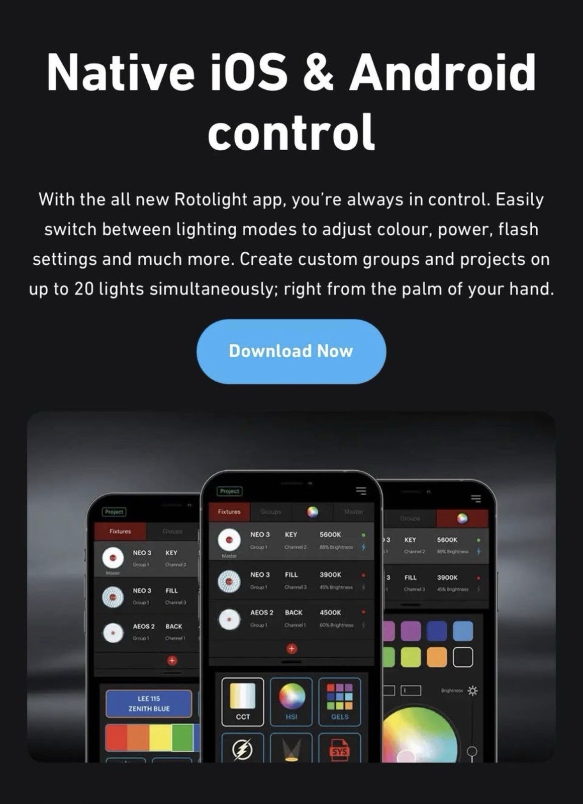 NEW Rotolight AEOS 2 RGBWW LED Lighting Kit Touchscreen App Control.