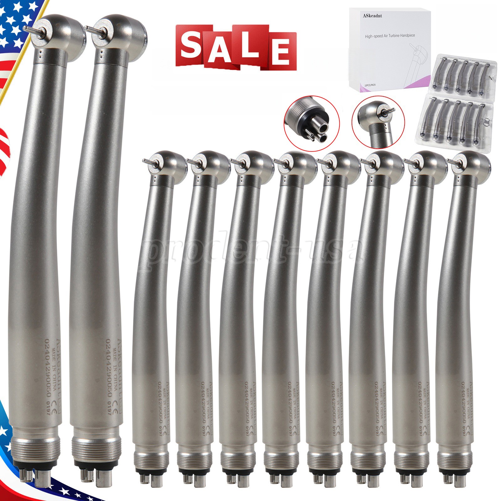 10pcs NSK PANA MAX Style Dental High Speed Handpiece Push Button 4 Holes Turbine