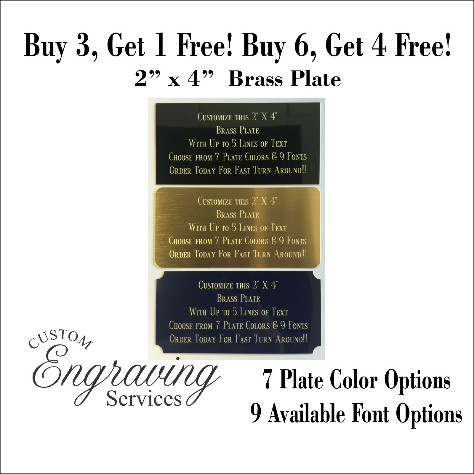 Custom Engraved Plate BRASS 2"x4" Name Plate Plaque Art Label Tag Gift Trophy