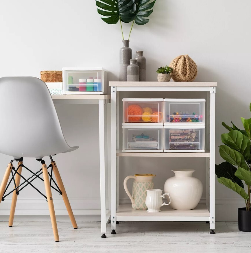 IRIS USA, Small 4-Drawer Compact Desktop Organizer, Stacking Desktop Unit 7qt