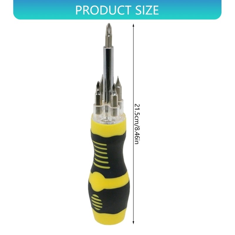 LED Illuminated Screwdriver 3 Mode Interchangeable Heads Portable Storage Case