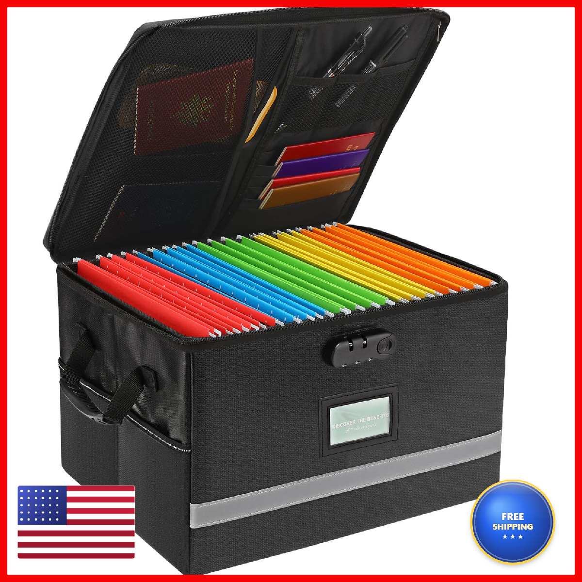 Exlifbag File Organizer Fireproof File Lids Important Document Organizer Lock