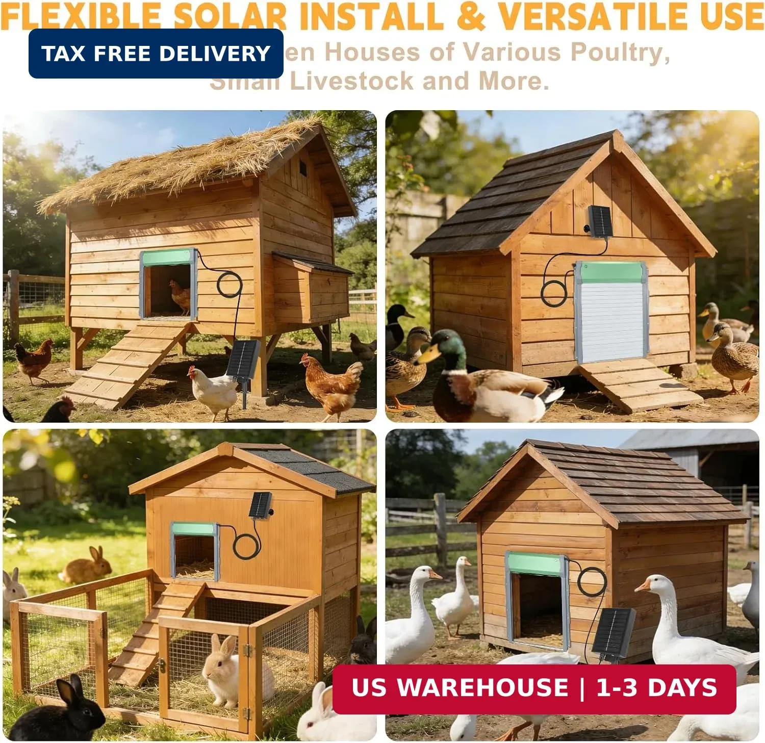 Solar-Powered Automatic Chicken Coop Door with Timer, Light Sensor & Remote Cont