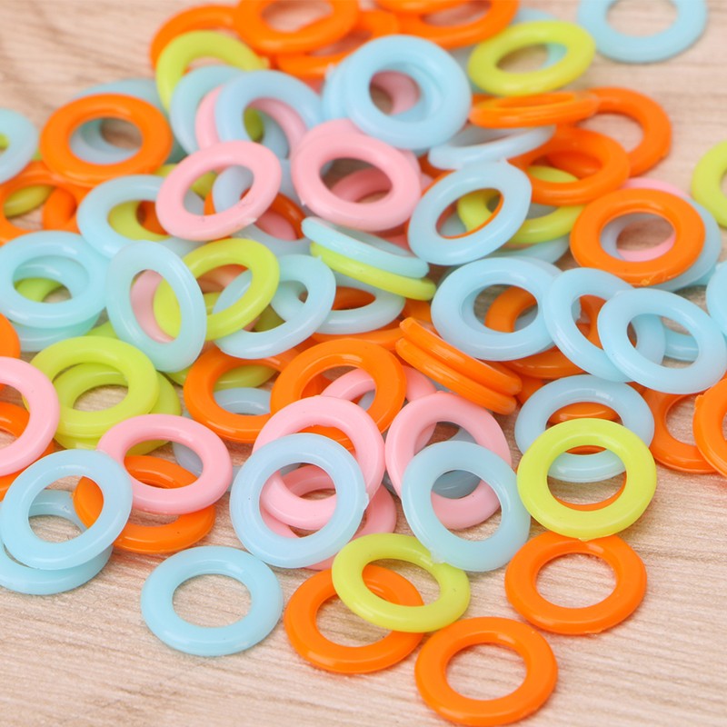 100Pcs DIY Crochet Ring Circle Hook Plastic Craft Tool for Handbag Car for Seat