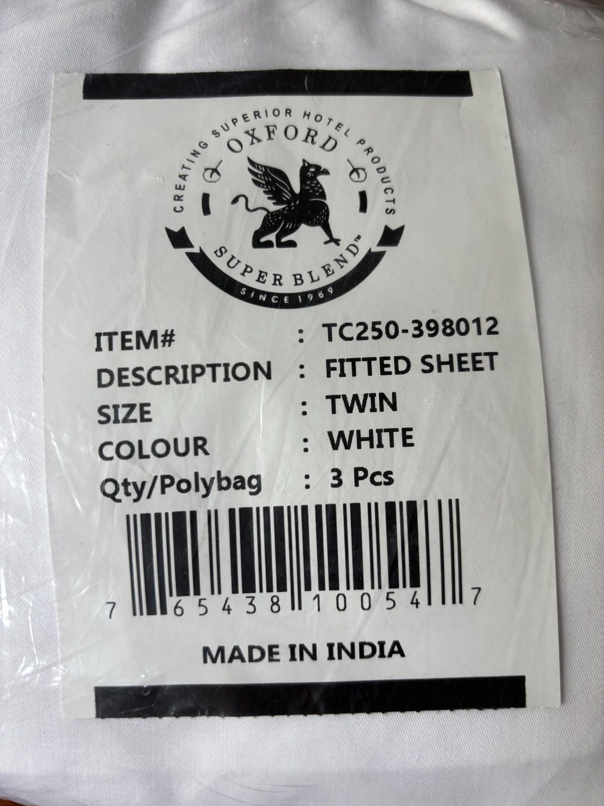 Oxford Super Blend Twin Fitted Sheet, New unopened 3 pack White