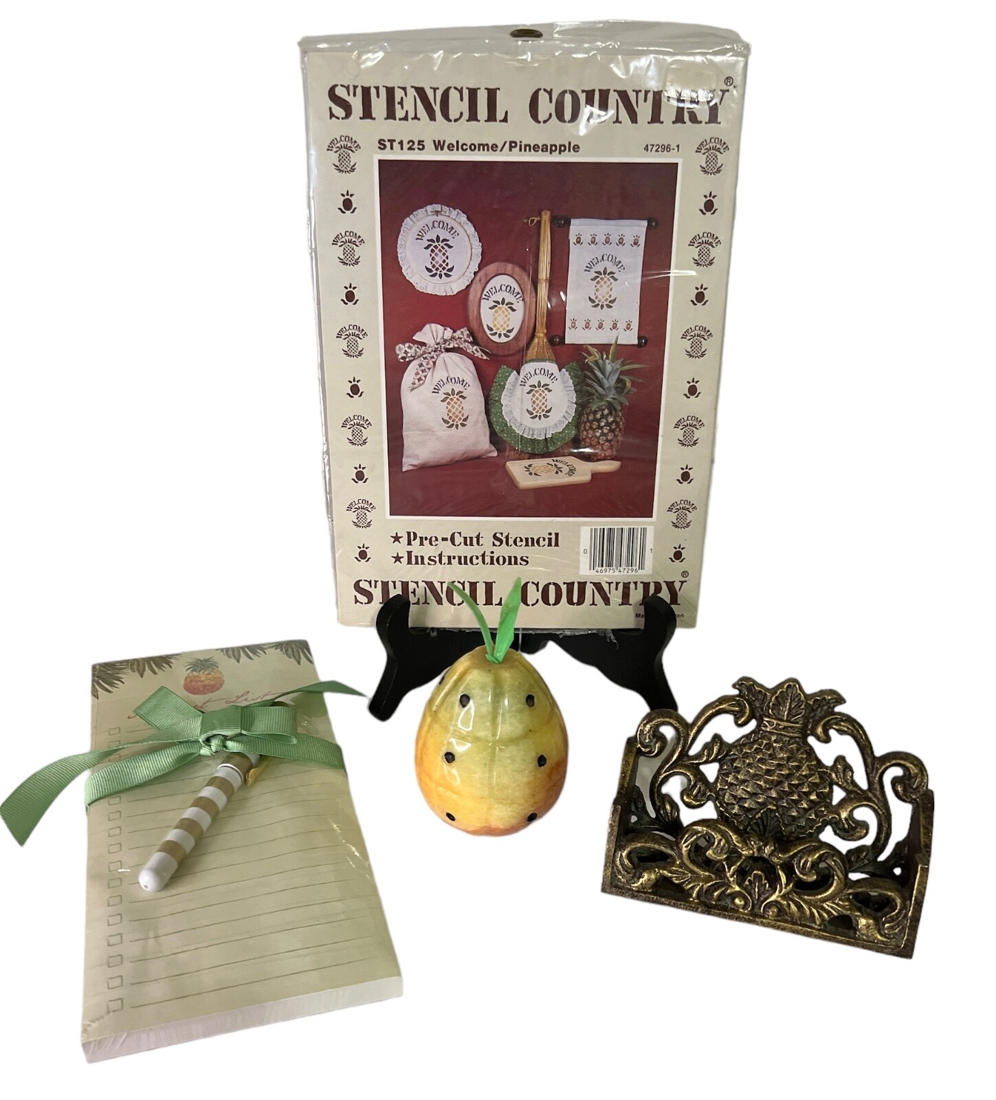 Pineapple Bundle Card Holder ... Stencil ... Notepad & Pen ... Paper Weight