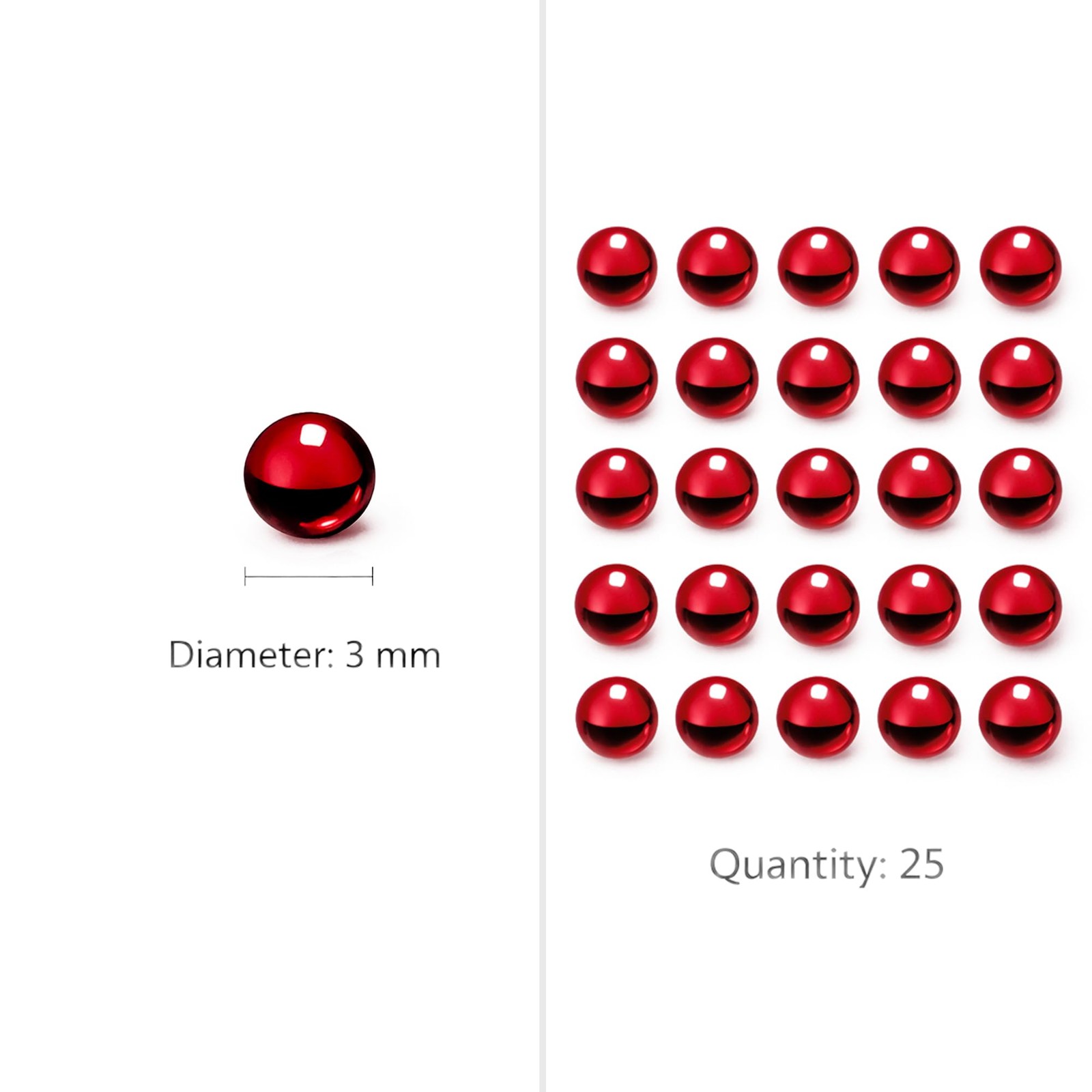 3mm Ruby Pearl 25 Pack 3mm Red